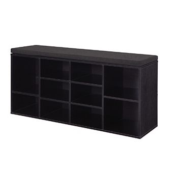 Cubbie Shoe Cabinet Storage Bench with Cushion, Adjustable Shelves