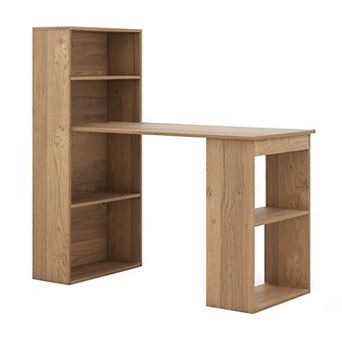 Computer Desk with Storage Shelves 48 Inch Work Desk with Cubby Storage and 2 tier Side Shelving