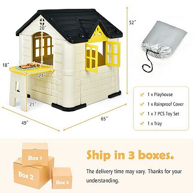 Kids Playhouse Pretend Toy House For Boys and Girls 7 Pieces Toy Set