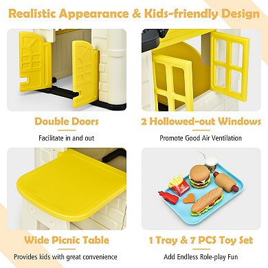 Kids Playhouse Pretend Toy House For Boys and Girls 7 Pieces Toy Set