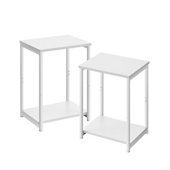 Set Of 2 Industrial End Table Side Table With Storage Shelf