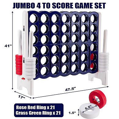 3.5 Feet Tall Jumbo 4 to Score Giant Game Set with 42 Jumbo Rings