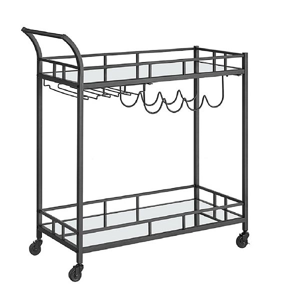 Home Bar Serving Cart, Wine Cart with 2 Mirrored Shelves, Wine Holders
