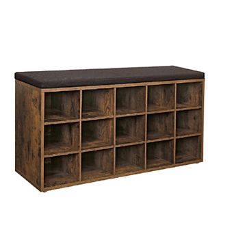Shoe Bench with Cushion, 15-Cube Storage Bench