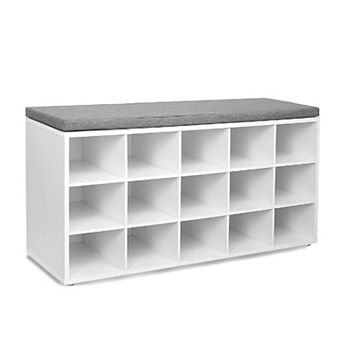 Shoe Bench with Cushion, 15-Cube Storage Bench