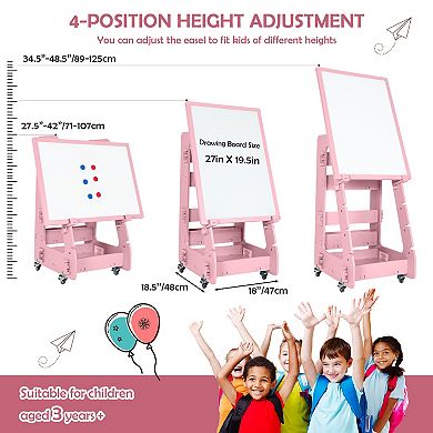 Multifunctional Kids' Standing Art Easel with Dry-Erase Board