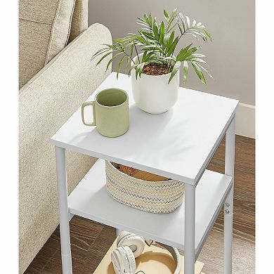 Side Table, End Table With Storage Shelves, 3-tier Slim Tall Table