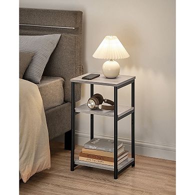 Side Table, End Table With Storage Shelves, 3-tier Slim Tall Table