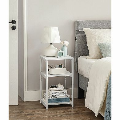 Side Table, End Table With Storage Shelves, 3-tier Slim Tall Table