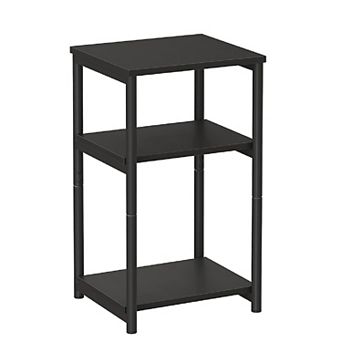 Side Table, End Table With Storage Shelves, 3 tier Slim Tall Table
