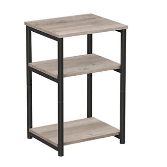 Side Table, End Table With Storage Shelves, 3 tier Slim Tall Table
