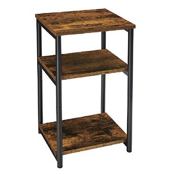 Side Table, End Table With Storage Shelves, 3 tier Slim Tall Table