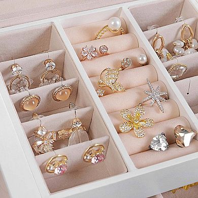 Jewelry Box, Travel Jewelry Case, Compact Jewelry Organizer with 2 Drawers, Mirror
