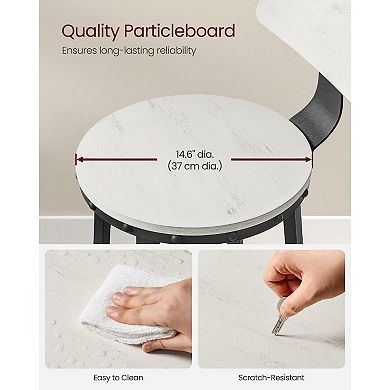 Set Of 2 Industrial Bar Stools With Backrests