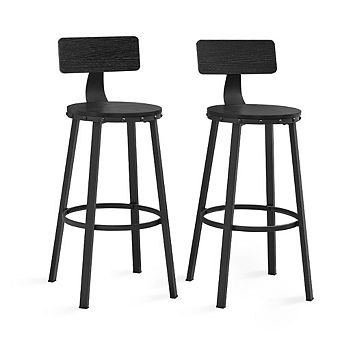 Set Of 2 Industrial Bar Stools With Backrests