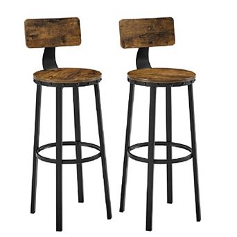 Set Of 2 Industrial Bar Stools With Backrests