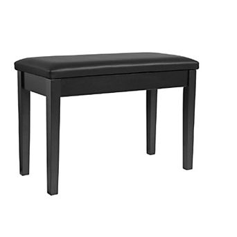 Wooden Duet Piano Bench with Padded Cushion and Music Storage Black