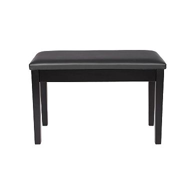 Wooden Duet Piano Bench with Padded Cushion and Music Storage Black