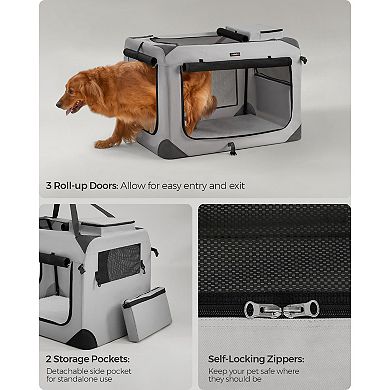 Oxford Fabric Collapsible Pet Carrier Metal Frame, With Handle