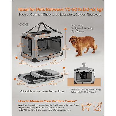 Oxford Fabric Collapsible Pet Carrier Metal Frame, With Handle