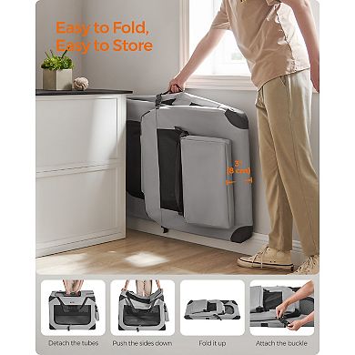 Oxford Fabric Collapsible Pet Carrier Metal Frame, With Handle