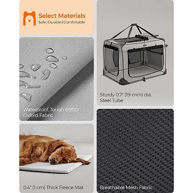 Oxford Fabric Collapsible Pet Carrier Metal Frame, With Handle