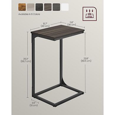 Industrial C-shaped Side Table With Metal Frame