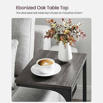 Industrial C-shaped Side Table With Metal Frame