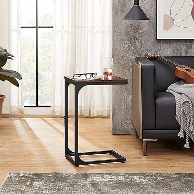 Slim End Table, Sofa Side Table, C-shaped Snack Table, Tv Tray Table