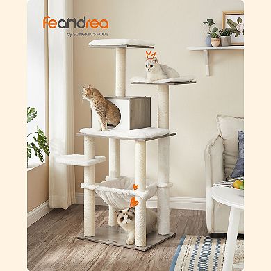 Cat Tree With Scratching Posts, Hammock, Cat Cave, Padded Perches, Wooden Cat Condo