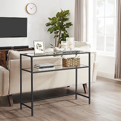 Console Table, Modern Sofa or Entryway Table, Tempered Glass Table, 2 Shelves, for Living Room