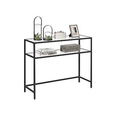 Console Table, Modern Sofa or Entryway Table, Tempered Glass Table, 2 Shelves, for Living Room