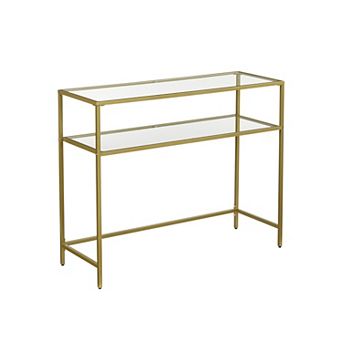 Console Table, Modern Sofa or Entryway Table, Tempered Glass Table, 2 Shelves, for Living Room