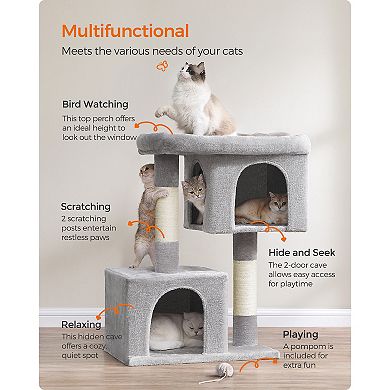 Cat Tree With Plush Condos, Sisal-covered Scratching Posts, Cat Furniture For Kittens