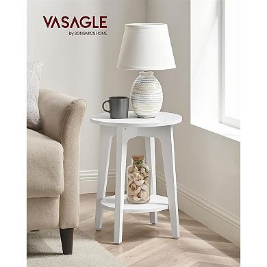 Round End Table With Lower Shelf For Small Spaces