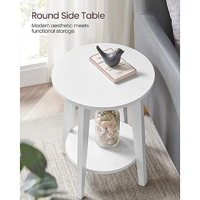Round End Table With Lower Shelf For Small Spaces