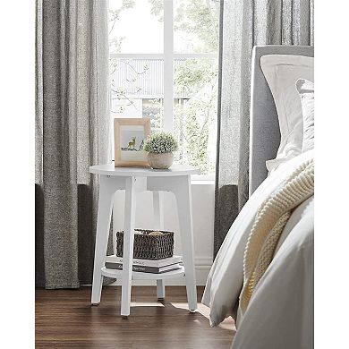 Round End Table With Lower Shelf For Small Spaces