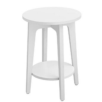Round End Table With Lower Shelf For Small Spaces