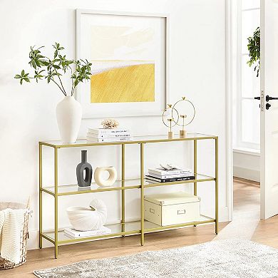 Console Sofa Table With 3 Shelves, Metal Frame