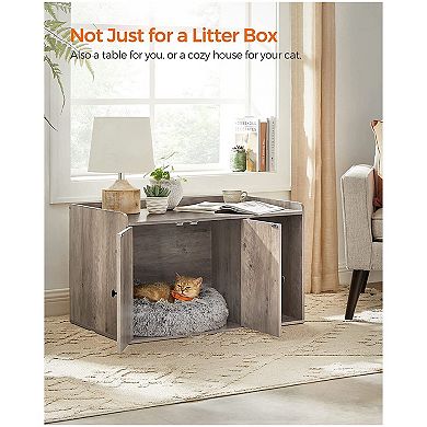 Cat Litter Box Enclosure, Wooden Hidden Cat Box Furniture, Cat Washroom With Doors