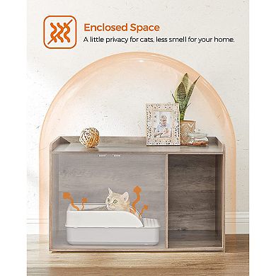 Cat Litter Box Enclosure, Wooden Hidden Cat Box Furniture, Cat Washroom With Doors