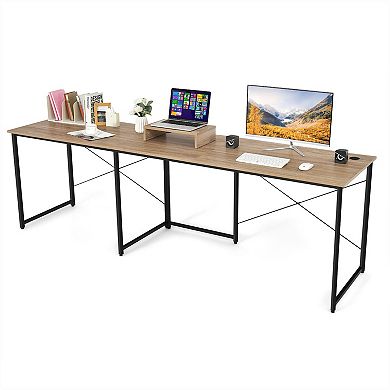 2-Person L-Shaped Long Reversible Computer Desk with Monitor Stand