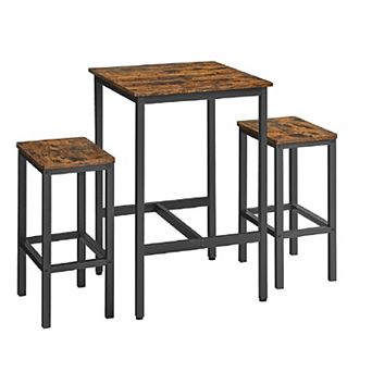 Bar Table And Chairs Set, Square Bar Table With 2 Bar Stools, Dining Pub Bar Table Set
