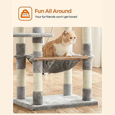 Multi-level Cat Tree With Sisal-covered Scratching Posts, Plush Perches, Hammock and Condo for Cat