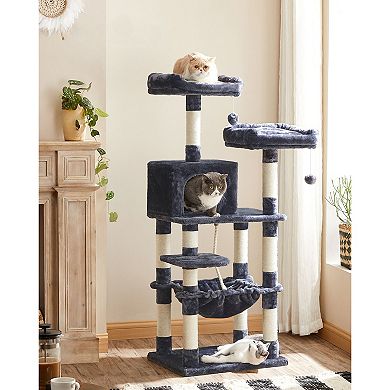 Multi-level Cat Tree With Sisal-covered Scratching Posts, Plush Perches, Hammock and Condo for Cat