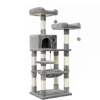 Multi-level Cat Tree With Sisal-covered Scratching Posts, Plush Perches, Hammock and Condo for Cat