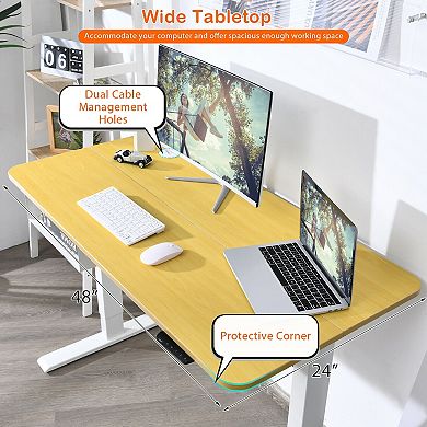 48 Inches Electric Standing Adjustable Desk with Control Panel and USB Port