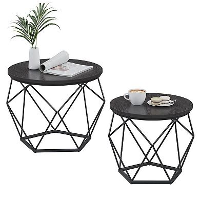Set Of 2 Industrial Nesting Coffee Table Set