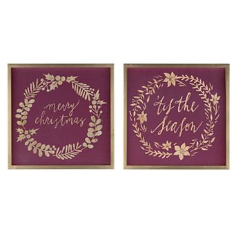 Framed Christmas Holiday Sentiment Sign (set Of 2)