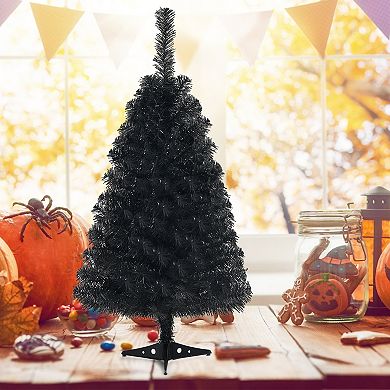 3 Feet Unlit Artificial Christmas Halloween Mini Tree With Plastic Stand